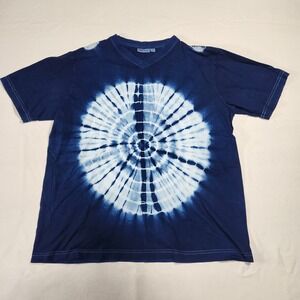 Tie Dye Shirt, Tony Brown, Large, Blue, Front Back and Shoulder Graphics